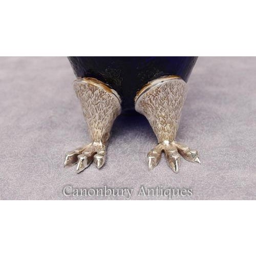 Silver Plate Bristol Glass Owl Drinks Dispenser For Sale - Image 9 of 15