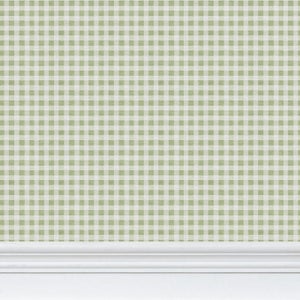 Austen Gingham Small Check Removable Wallpaper – Thyme Green Sample