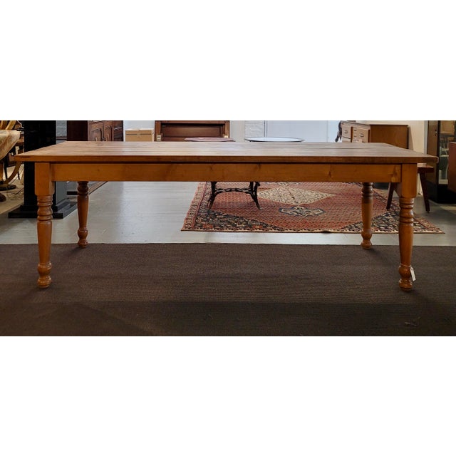 French Country French Country Farm 96" Large Pine Dining Table For Sale - Image 3 of 11
