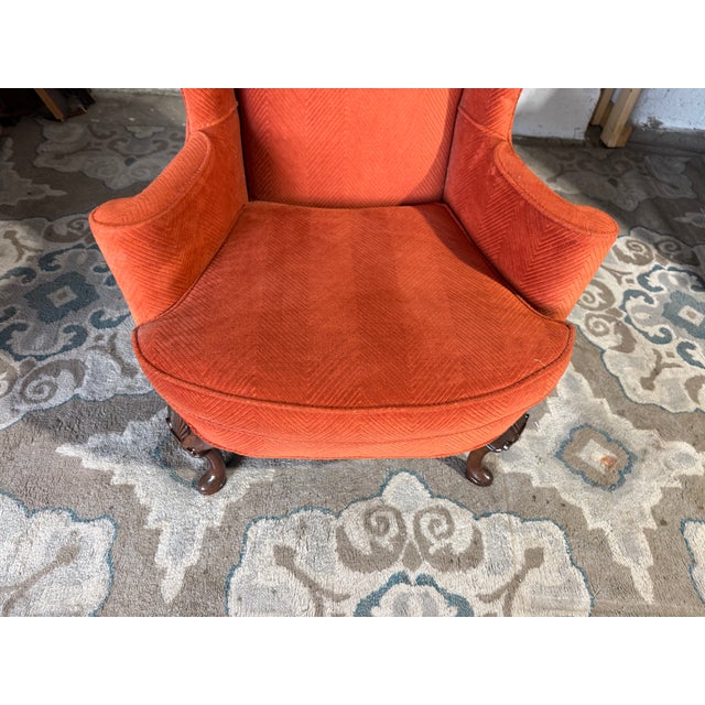 Late 20th Century Vintage Georgian Style Wingback Armchair by Sherrill Furniture For Sale - Image 5 of 18