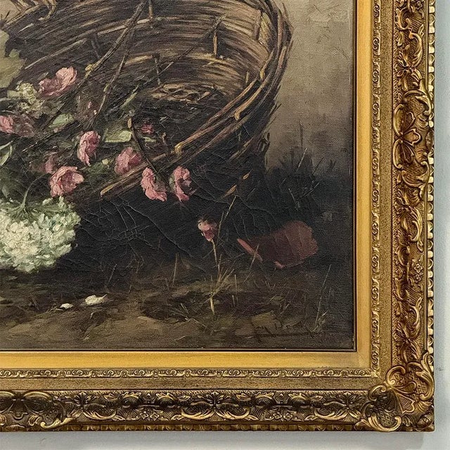 Greige Antique Framed Oil Painting on Canvas by Jan Deckers (1865-1942) For Sale - Image 8 of 13