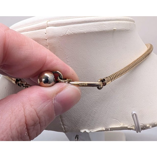 1950s Vintage 1950s Signed Napier Book Piece Goldtone Ribbon Necklace For Sale - Image 5 of 6