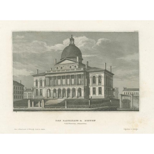 Paper Joseph Meyer and Hermann Meyer, Boston State House on Beacon Hill, 1850, Steel Engraving For Sale - Image 7 of 9