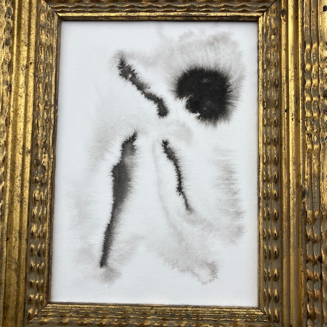 Original 5 x 7 painting on paper unsigned Overall size with new old stock heavy distressed wood frame is 12.5 x 14.5
