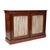 A handsome Regency style mahogany chiffonier featuring two paneled doors inset with decorative latticework, creating an...