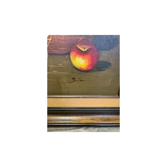Rustic 1990s Still Life Authentic Oil on Canvas Painting Signed Simon For Sale - Image 3 of 5