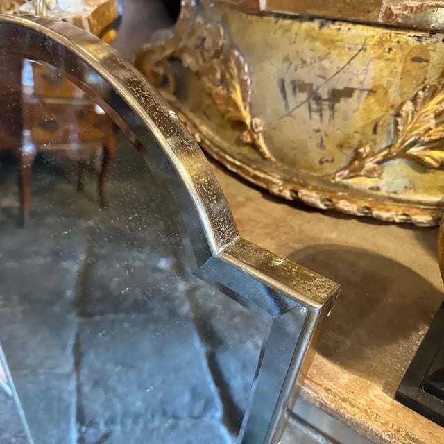 1950s Gio Ponti Style Mid-Century Modern Brass Italian Wall Mirror For Sale - Image 9 of 15