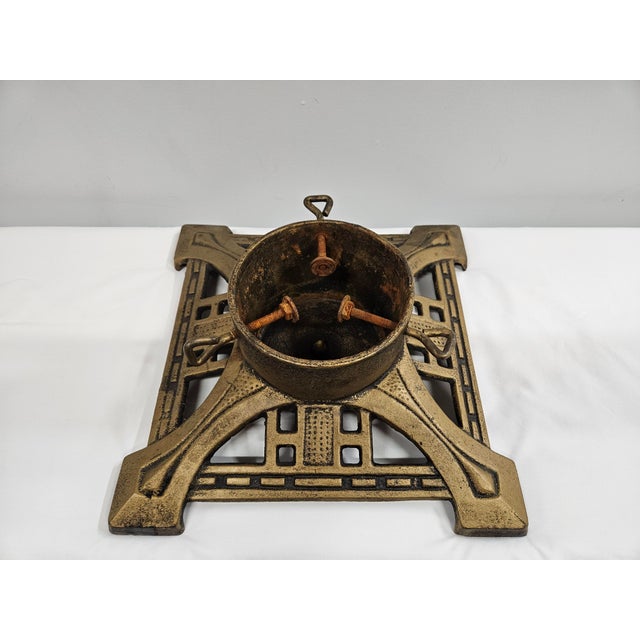 Art Deco Golden Art Deco Cast Iron Christmas Tree Stand For Sale - Image 3 of 12