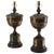 Pair of 19th Century Gilded Pedestal Lamps For Sale
