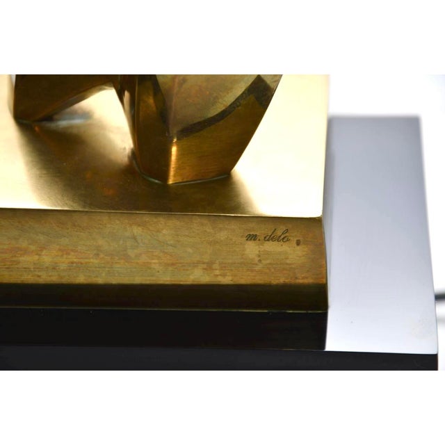 Vintage Italian Sculptural Bronze Table Lamp by Maxime Delo, 1970s For Sale - Image 13 of 14
