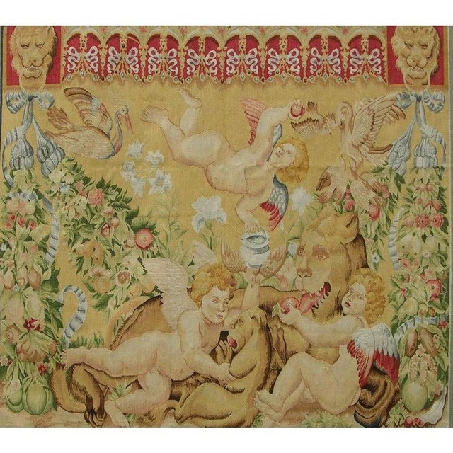 Textile Vintage Tapestry Depicting Angels For Sale - Image 7 of 9