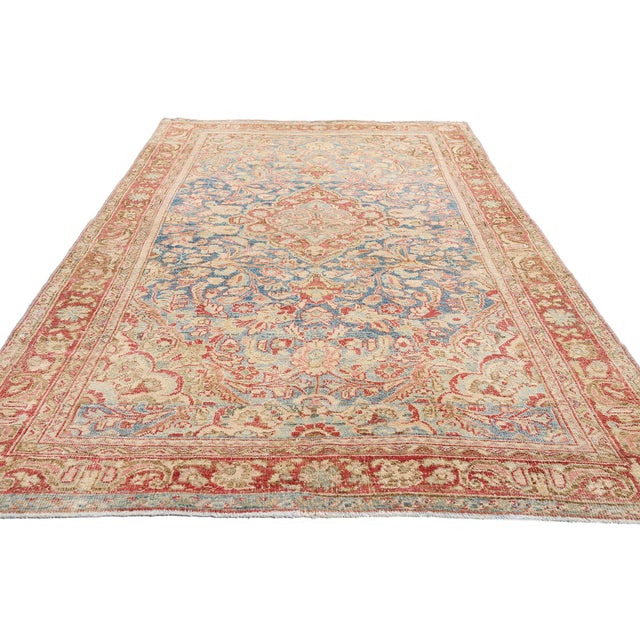 Rustic Antique Persian Mahal Rug, 04'01 X 09'01 For Sale - Image 3 of 10