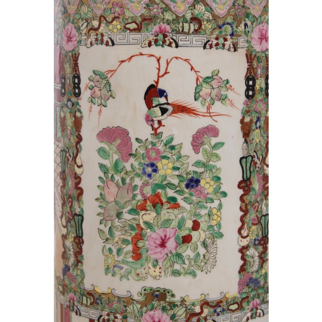 White Antique Chinese Familia Rose Umbrella Stand For Sale - Image 8 of 16