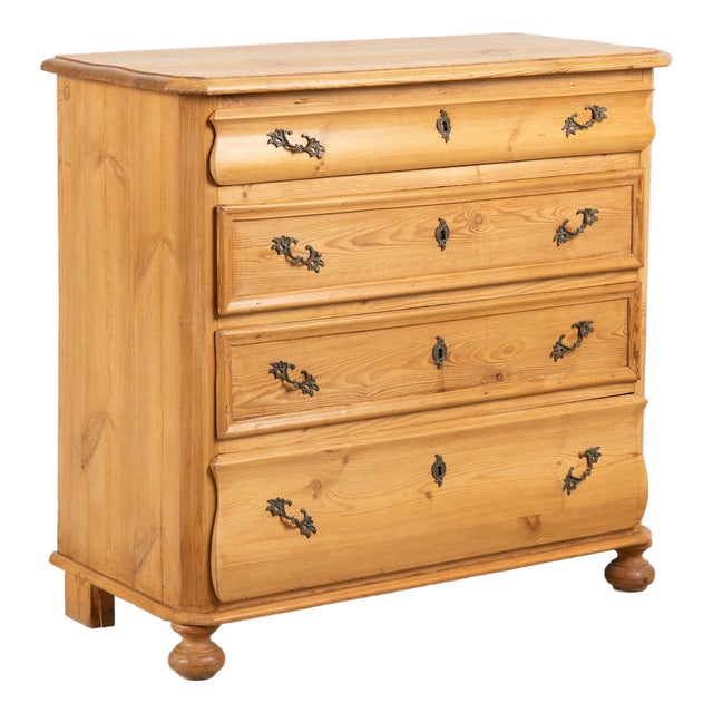 19th Century Danish Waxed Pine Chest of Four Drawers For Sale