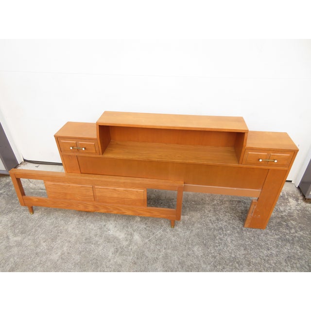 True vintage, mid century modern, full size bedframe or queen sized headboard. Bedframe is done in Ash Wood, and was...