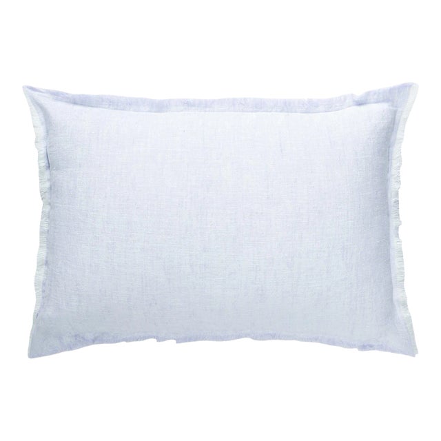Sky Blue Crossdye 14x20 Lumbar Down Alternative So Soft Linen Pillow For Sale