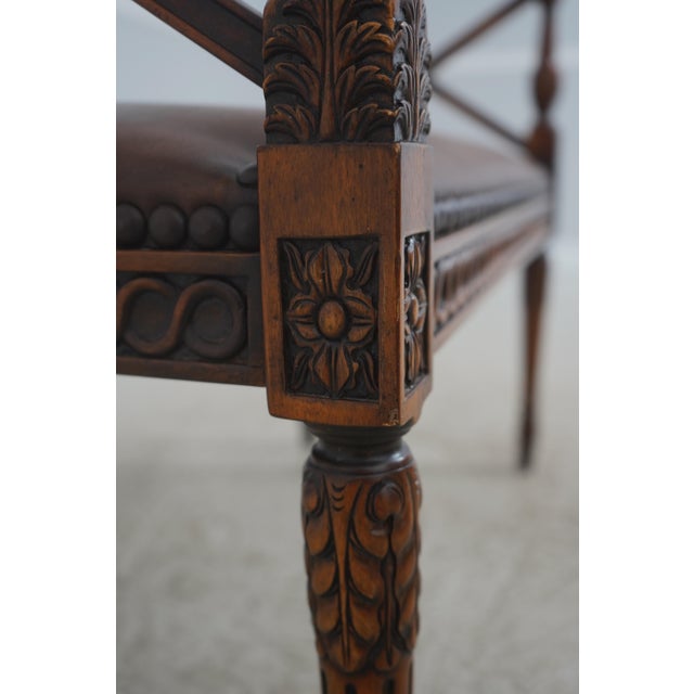 Theodore Alexander Regency Style Mahogany & Leather Window Bench For Sale - Image 12 of 14