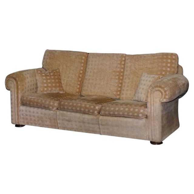 Waldorf 3-Seater Sofa in Gold Checkered Fabric from Duresta For Sale - Image 3 of 11