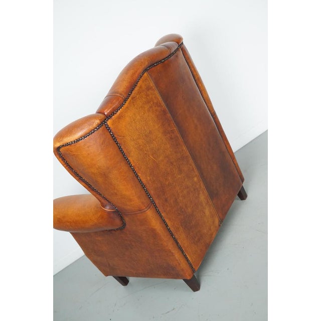 Vintage Dutch Cognac Colored Leather Club Chair For Sale - Image 10 of 18