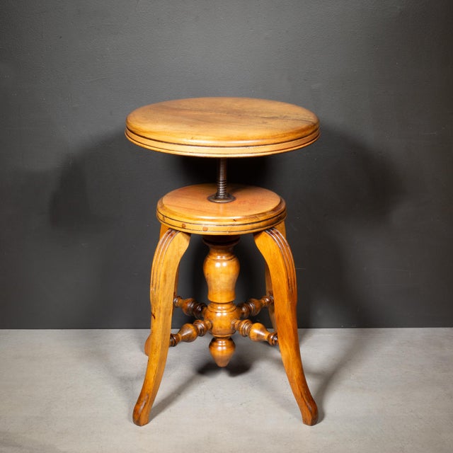 Wood Late 19th C. Adjustable Piano Stool c.1880 For Sale - Image 7 of 9