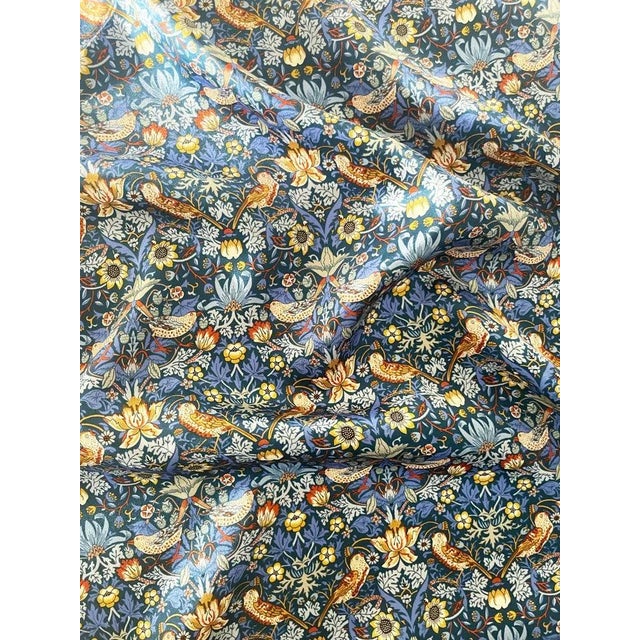 Silk Pillowcase Made With Liberty Fabric Strawberry Thief Cobalt For Sale - Image 4 of 5