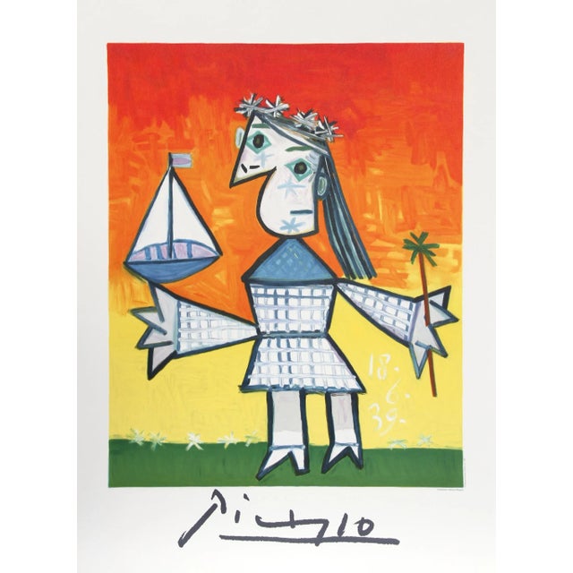 1980s "Fillette Couronee au Bateau" Lithograph After Pablo Picasso For Sale