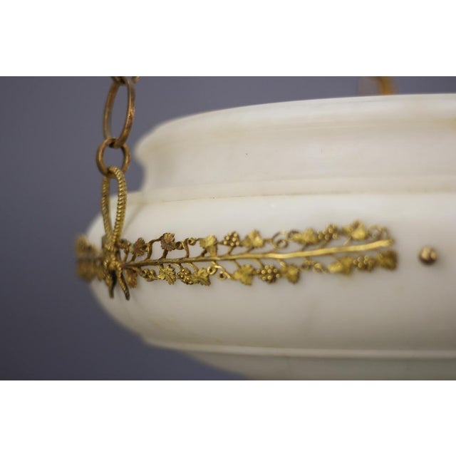 Metal French Neoclassical Style White Alabaster, Gilt Bronze and Brass Pendant Light, 1890s For Sale - Image 7 of 18