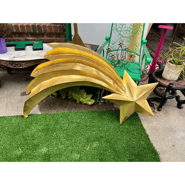 Gold Jumbo Sized Light Weight Paper Mache Star For Sale - Image 8 of 9