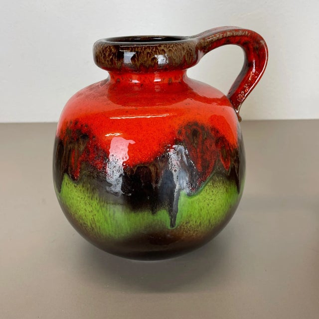 1970s German Pottery Fat Lava Vases Multi-Color by Scheurich, 1970s, Set of 2 For Sale - Image 5 of 18