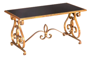 Gilt Wrought Iron Cocktail Coffee Table, Manner of Raymond Stubes Ca. 1940s