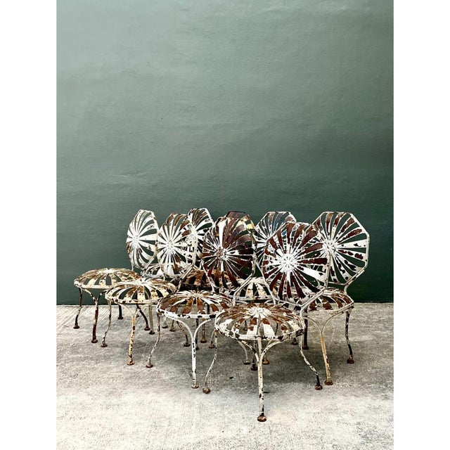 Vintage Francois Carre Sunburst Garden Chairs - Set of Eight For Sale - Image 9 of 12