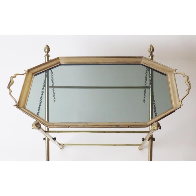 Brown French Hollywood Regency Brass Tray Table, 1970s For Sale - Image 8 of 11
