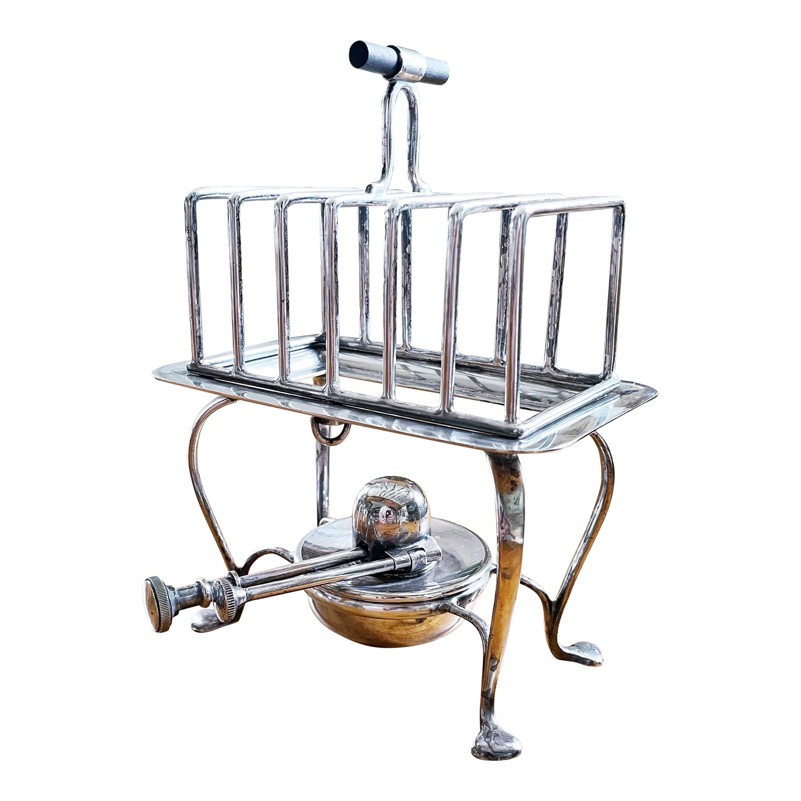 Antique Asprey & Co Silver Toast Rack With Oil Burner | Chairish