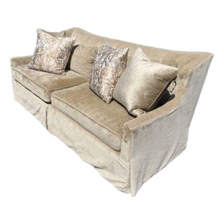 Two Seat Sofa in Champagne Velveteen Fabric For Sale