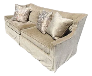 Two Seat Sofa in Champagne Velveteen Fabric