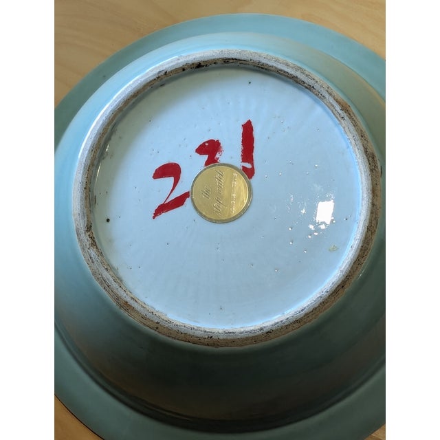 A Large Antique Chinese Celadon Porcelain Wash Basin With Slip Decoration For Sale In Dallas - Image 6 of 8