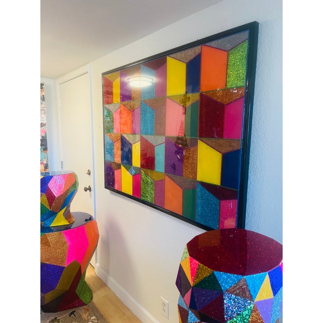 Contemporary "Futuristic Rio Slum" Contemporary Original Mixed-Media Painting by Mauro Oliveira For Sale - Image 3 of 13