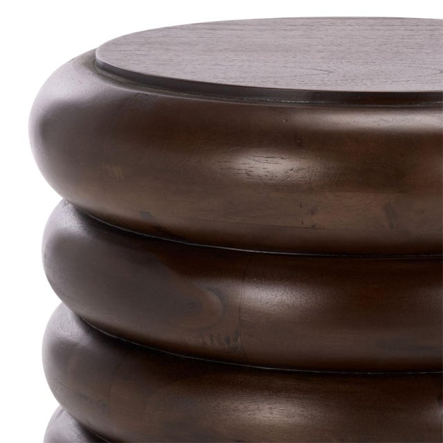 Spritely Home Anatoly Round Accent Table in Brown For Sale - Image 4 of 6
