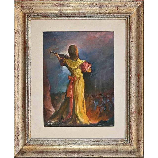 Sergio Capitani, A Violin Concert, Original Oil on Board, 1977 For Sale - Image 4 of 4
