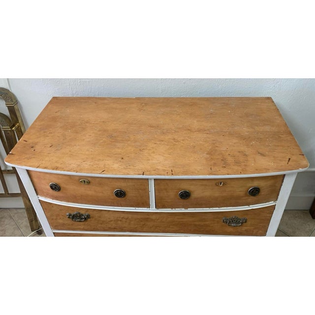Vintage Curved Front Dresser – Solid Wood With Original Hardware For Sale - Image 4 of 6