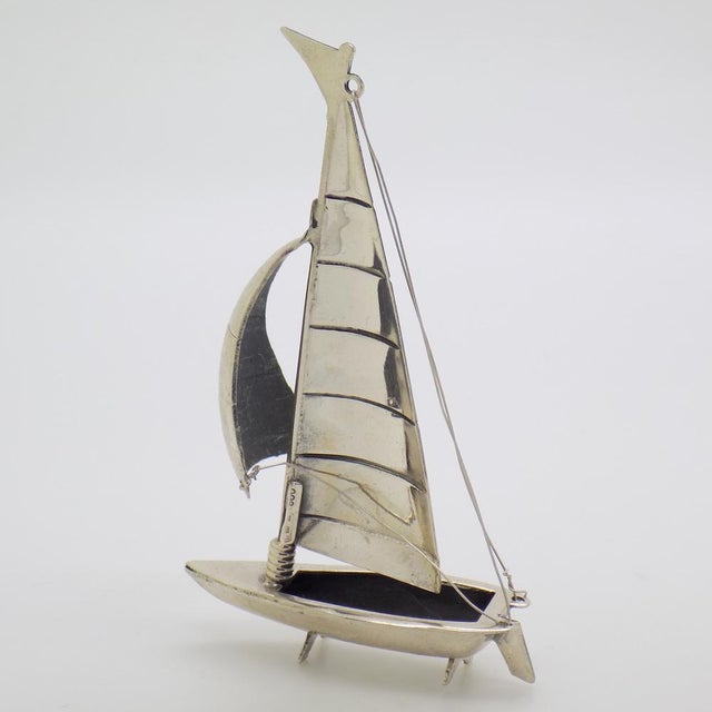 Vintage Italian Handmade Genuine Silver Sailing Ship Figurine Miniature, 1980s For Sale - Image 4 of 12