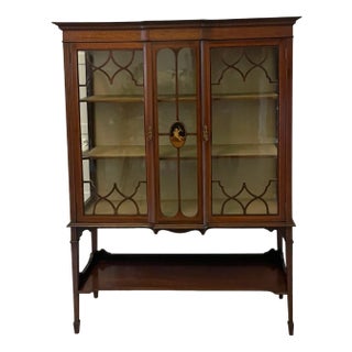 Antique Edwardian Inlaid Mahogany Display Cabinet, 1900s For Sale