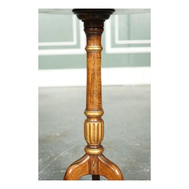 Vintage Chinoiserie Hand-Painted Ebonised Pedestal Side Table For Sale - Image 5 of 10