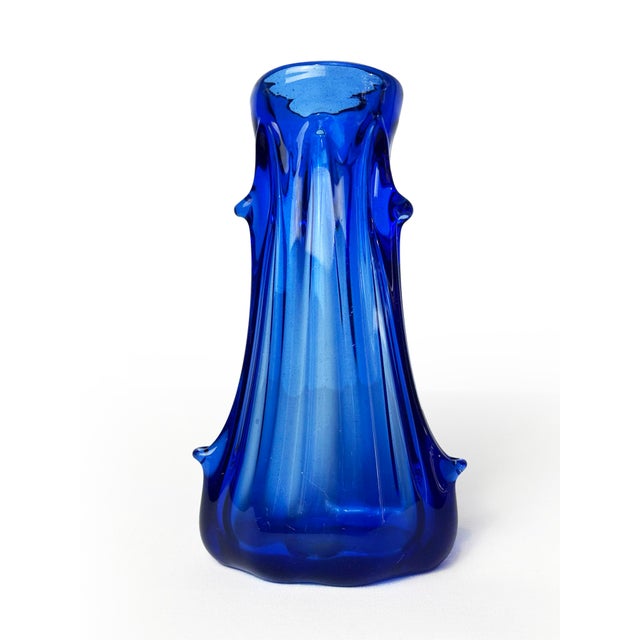 Italian Hand-Blown Cobalt Blue Murano Art Glass Vase, 1960 For Sale - Image 13 of 13