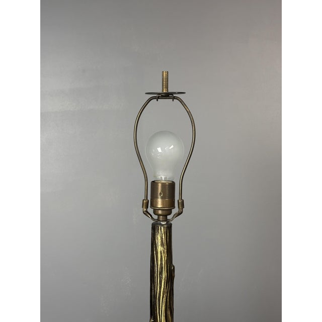 Mid-Century Pencil Reed Rattan Bamboo and Brass Table Lamp, 1970s For Sale - Image 14 of 17