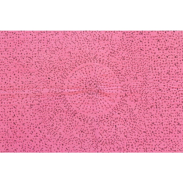 French Rose Handstitched Filanan Gudari Bedcover For Sale - Image 4 of 7