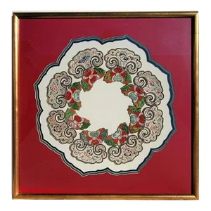 Framed Chinese Embroidered and Appliqued Silk Collar Qing Dynasty
