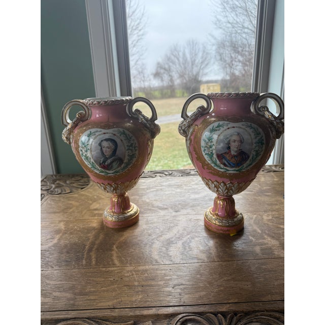 Vintage 19th Century Portrait Vases Hand Painted- a Pair For Sale - Image 10 of 10