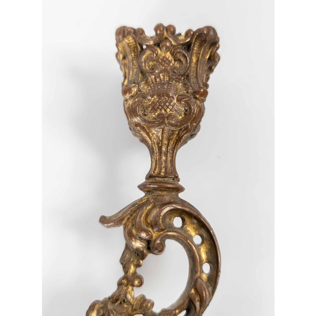 19th Century Pair of French Rococo Revival Gilt Bronze or Copper Alloy Candlesticks For Sale - Image 9 of 14