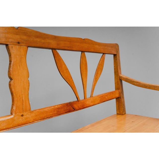 Brown Biedermeier Oak and Pine Bench, Early 19th Century For Sale - Image 8 of 14